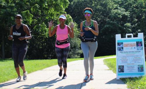 Three runners in Franklin Park